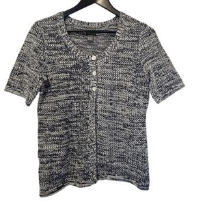 Chico's Black and White Short Sleeve Cardigan